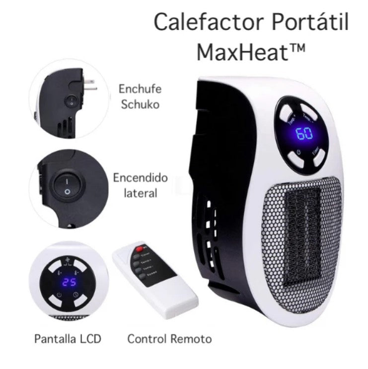 Calefactor Portátil MaxHeat™ 500W con Control Remoto