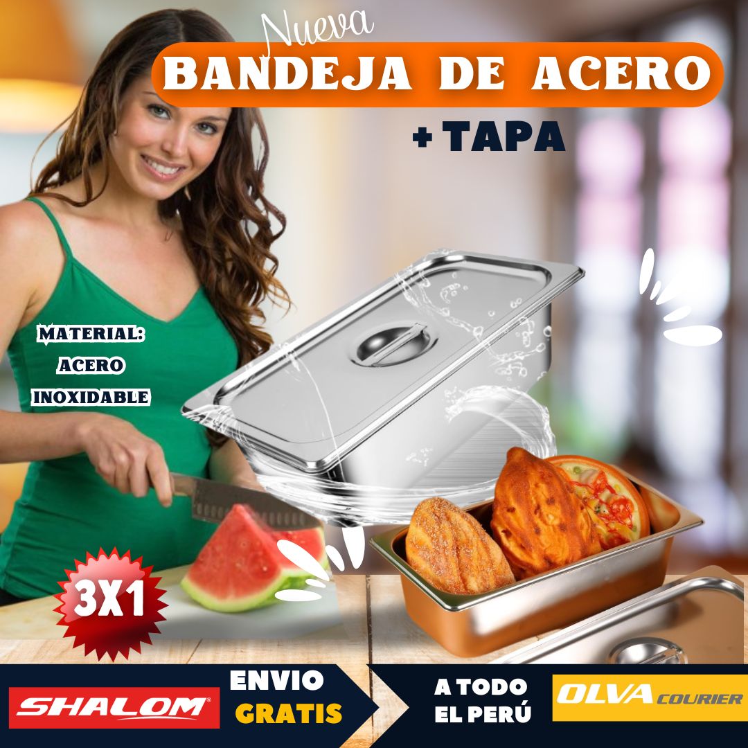 1 Pack ( 3 Bandejas de Acero + Tapa) - SHAORA