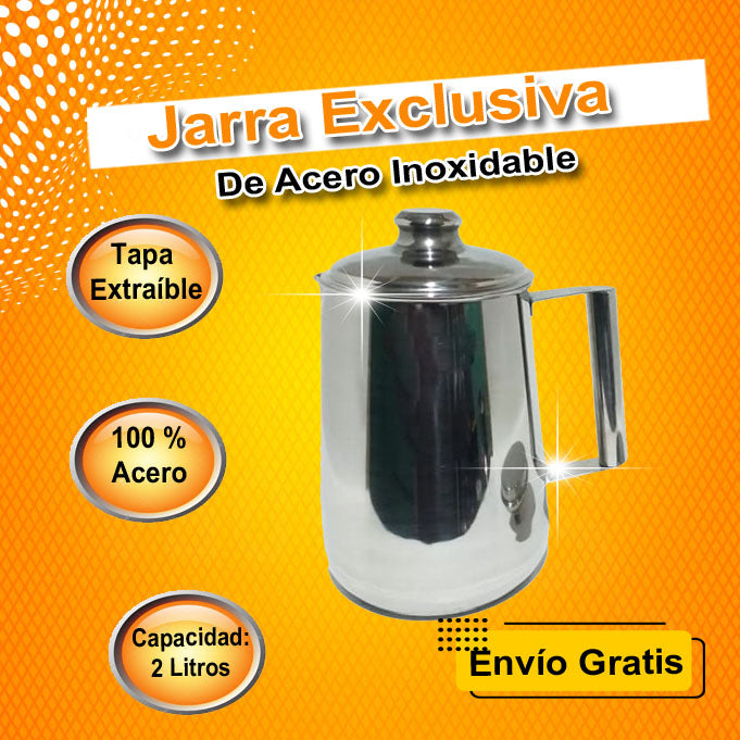 Jarra Premium Pesada, con tapa de Acero inoxidable PRO 2 litros