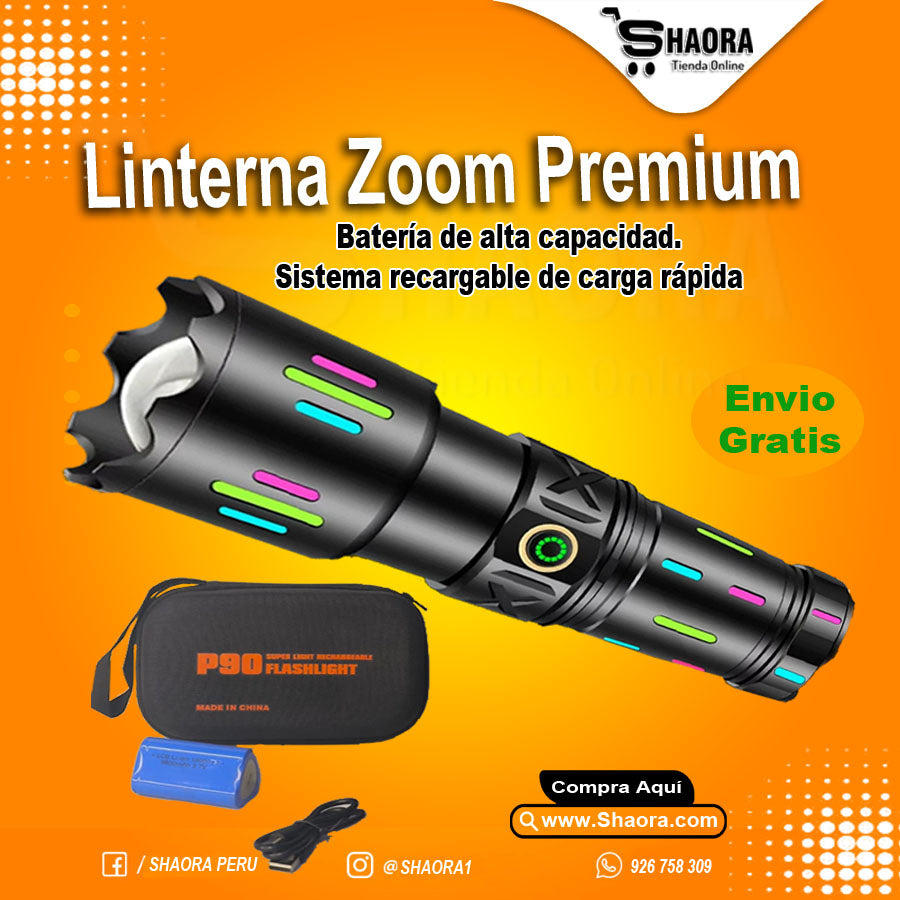 Linterna Zoom Premium con Luz Láser