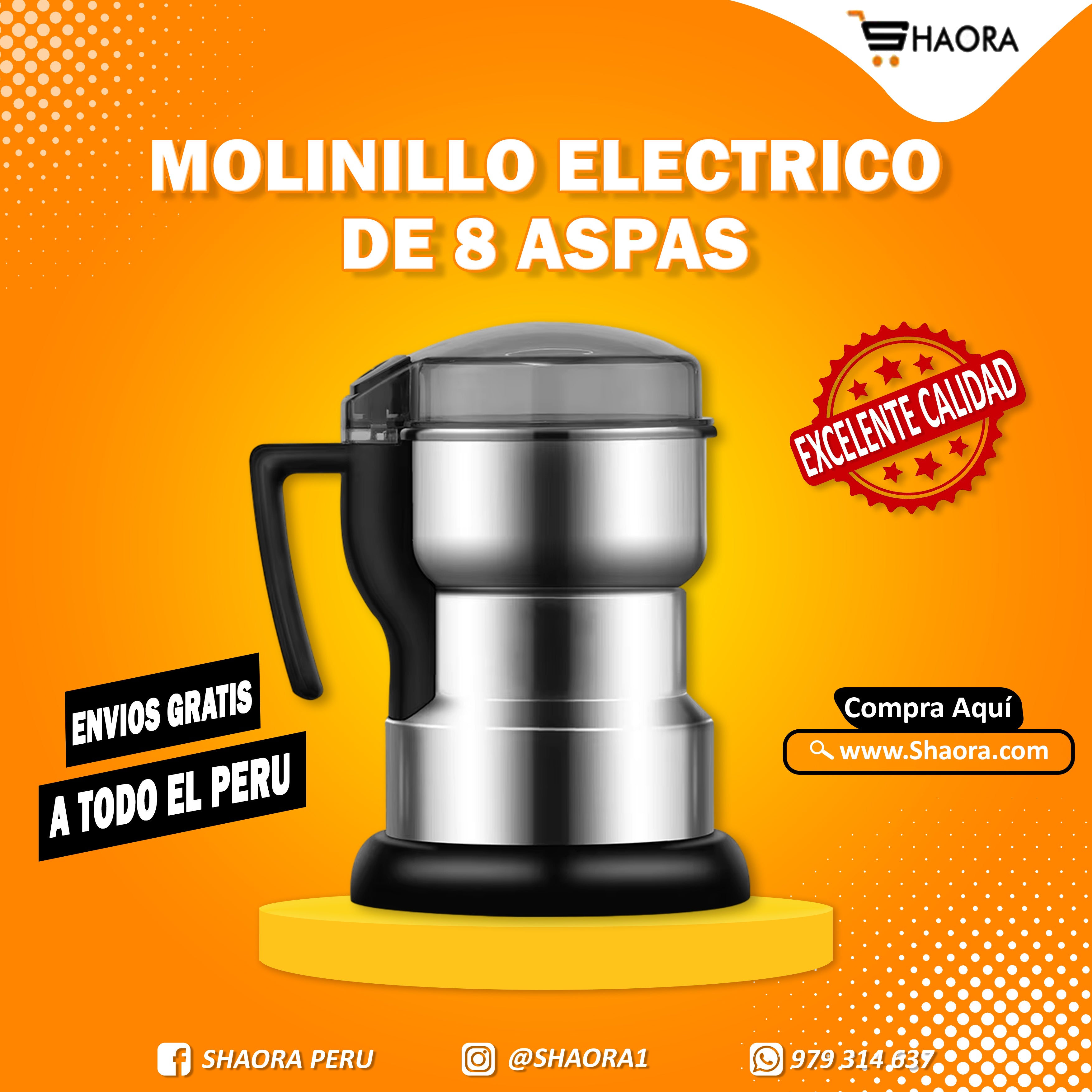 MOLINO ELÉCTRICO TRITURADOR DE CAFE Y GRANOS