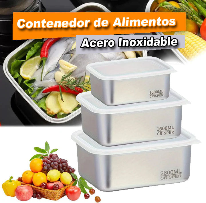 Juego de 3 Contenedores para Alimentos de Acero Inoxidable S304
