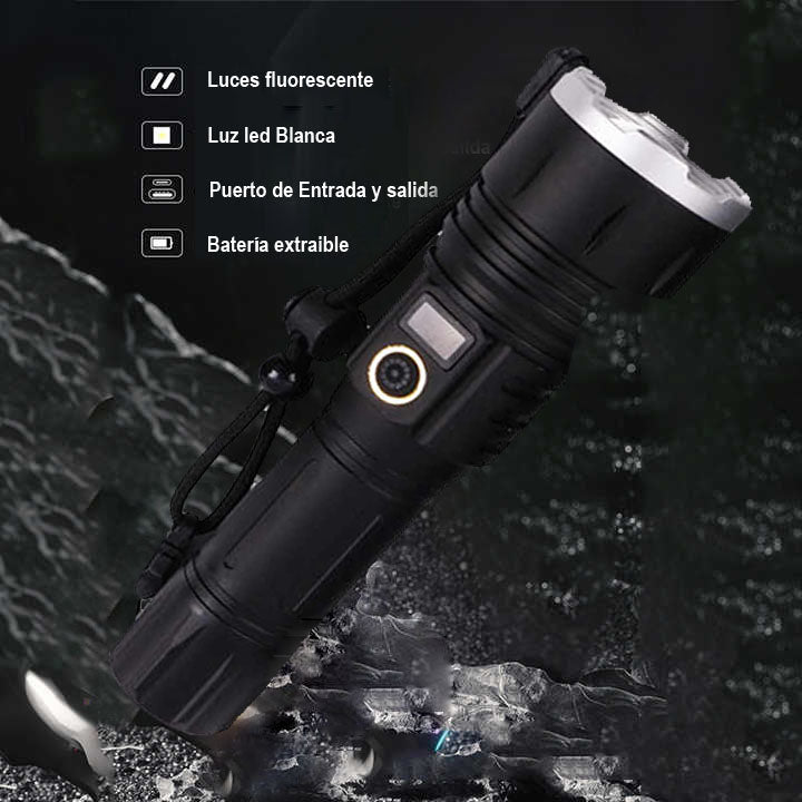 Linterna Recargable Zoom Lantun - Potencia Extrema para Aventuras y Emergencias