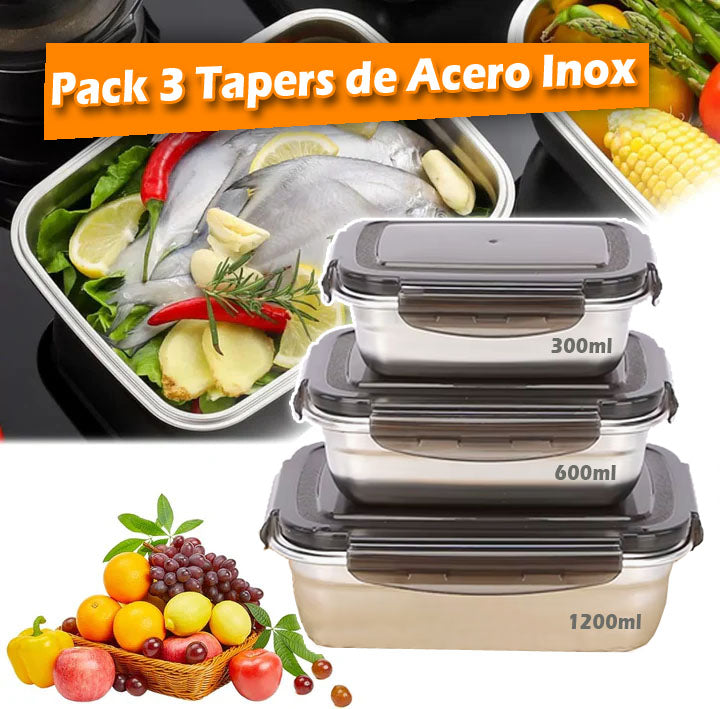PACK DE 3 TAPERS de ACERO INOX - MULTIUSO