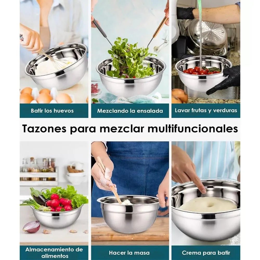 Set de 7 Bowls de Acero Inoxidable con Tapas - SHAORA