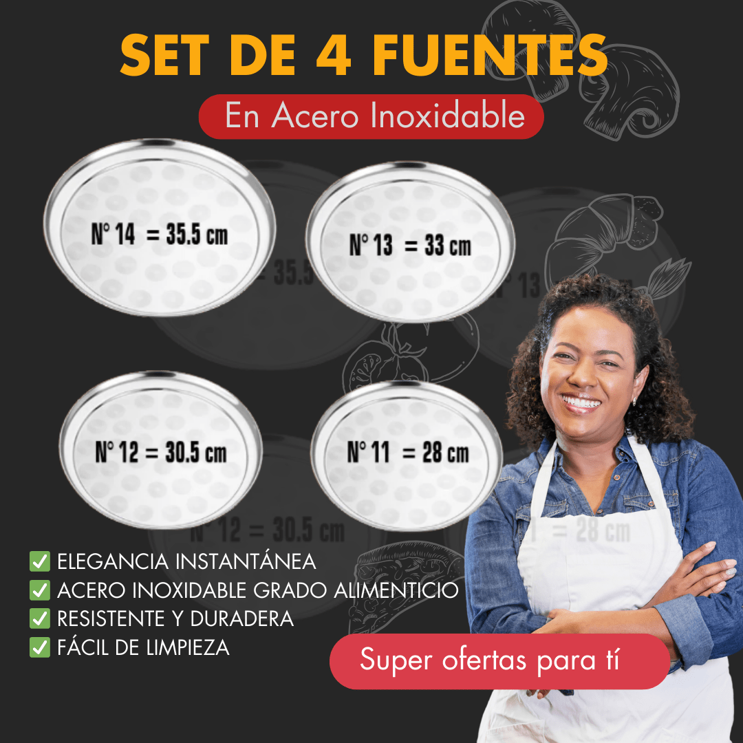Set de Fuentes de Acero Inoxidable x4 - SHAORA