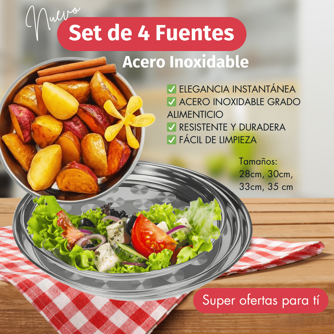 Set de Fuentes de Acero Inoxidable x4 - SHAORA