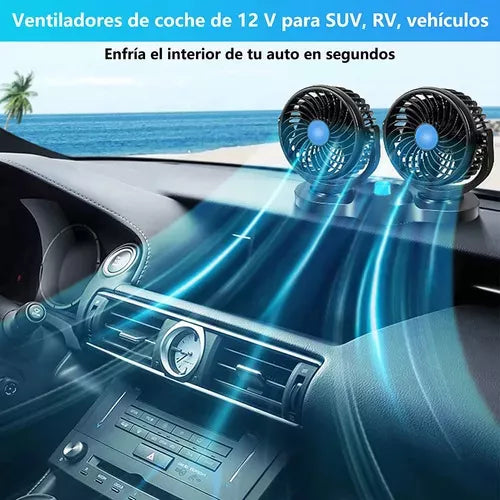 Ventilador  Doble Para Vehículo Gira 360°