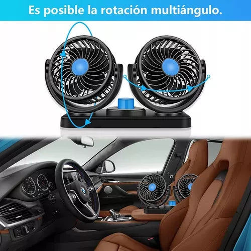 Ventilador  Doble Para Vehículo Gira 360°